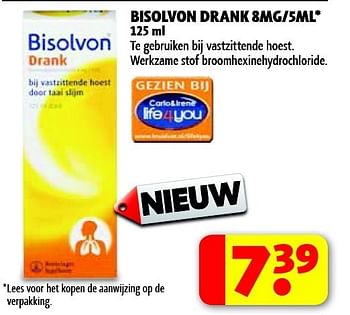 Aanbiedingen Bisolvon drank 8mg-5ml - Bisolvon - Geldig van 06/01/2015 tot 11/01/2015 bij Kruidvat