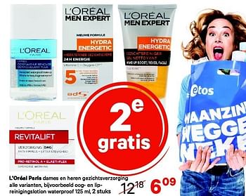 Aanbiedingen L`oréal paris oog- en lipreinigingslotion waterproof - L'Oreal Paris - Geldig van 05/01/2015 tot 11/01/2015 bij Etos
