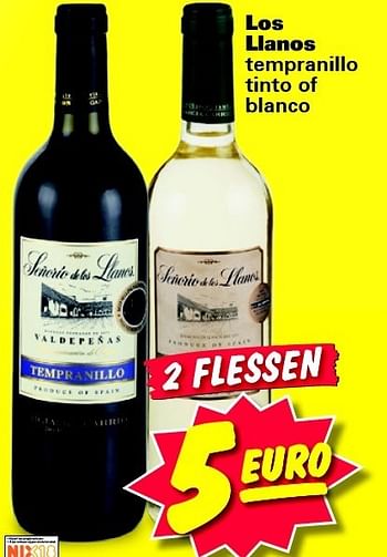 Aanbiedingen Los llanos tempranillo tinto of blanco - Rode wijnen - Geldig van 02/01/2015 tot 11/01/2015 bij Nettorama