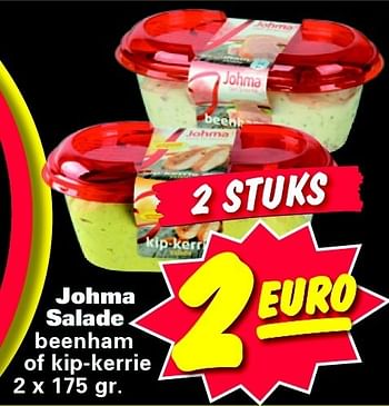 Aanbiedingen Johma salade beenham of kip-kerrie - Johma - Geldig van 02/01/2015 tot 11/01/2015 bij Nettorama