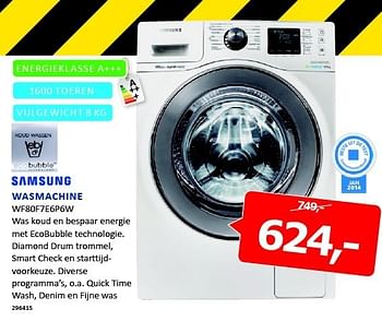 Aanbiedingen Samsung wasmachine was koud en bespaar energie - Samsung - Geldig van 05/01/2015 tot 11/01/2015 bij De Harense Smid