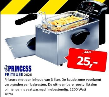 Aanbiedingen Princess friteuse friteuse met een inhoud van 3 liter - Princess - Geldig van 05/01/2015 tot 11/01/2015 bij De Harense Smid