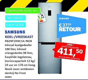 Aanbiedingen Samsung koel--vrieskast rb29ferncsa inox inhoud koelgedeelte - Samsung - Geldig van 05/01/2015 tot 11/01/2015 bij De Harense Smid