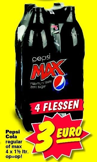 Aanbiedingen Pepsi cola regular of max - Pepsi - Geldig van 02/01/2015 tot 11/01/2015 bij Nettorama