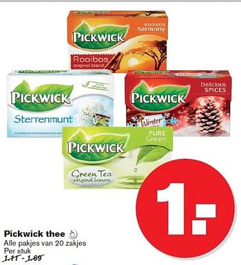Aanbiedingen Pickwick thee  - Pickwick - Geldig van 07/01/2015 tot 13/01/2015 bij Hoogvliet