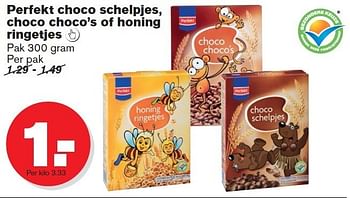 Aanbiedingen Perfekt choco schelpjes, choco choco`s of honing ringetjes - Perfekt - Geldig van 07/01/2015 tot 13/01/2015 bij Hoogvliet