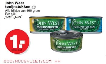 Aanbiedingen John west tonijnstukken - John West - Geldig van 07/01/2015 tot 13/01/2015 bij Hoogvliet