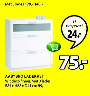 Aanbiedingen Aabybro ladekast wit deco fineer. met 3 lades - Huismerk - Jysk - Geldig van 05/01/2015 tot 18/01/2015 bij Jysk