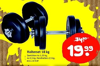 Aanbiedingen Halterset 18 kg gewichten - Huismerk - Kijkshop - Geldig van 05/01/2015 tot 18/01/2015 bij Kijkshop