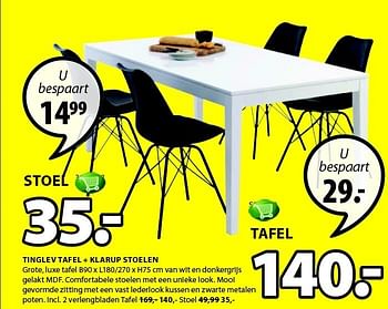 Aanbiedingen Tinglev tafel + klarup stoelen - Huismerk - Jysk - Geldig van 05/01/2015 tot 18/01/2015 bij Jysk
