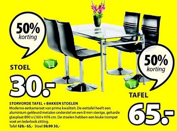 Aanbiedingen Storvorde tafel + bakken stoelen - Huismerk - Jysk - Geldig van 05/01/2015 tot 18/01/2015 bij Jysk