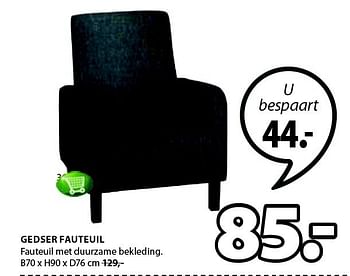 Aanbiedingen Gedser fauteuil fauteuil met duurzame bekleding - Huismerk - Jysk - Geldig van 05/01/2015 tot 18/01/2015 bij Jysk