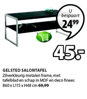 Aanbiedingen Gelsted salontafel zilverkleurig metalen frame - Huismerk - Jysk - Geldig van 05/01/2015 tot 18/01/2015 bij Jysk