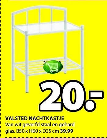 Aanbiedingen Valsted nachtkastje van wit geverfd staal en gehard - Huismerk - Jysk - Geldig van 05/01/2015 tot 18/01/2015 bij Jysk
