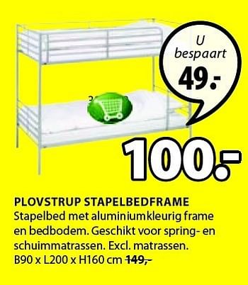 Aanbiedingen Plovstrup stapelbedframe stapelbed met aluminiumkleurig frame - Huismerk - Jysk - Geldig van 05/01/2015 tot 18/01/2015 bij Jysk