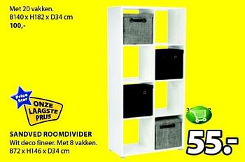 Aanbiedingen Sandved roomdivider wit deco fineer - Price Star - Geldig van 05/01/2015 tot 18/01/2015 bij Jysk