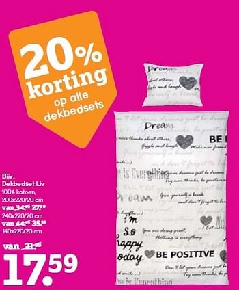 Aanbiedingen Dekbedset liv 100% katoen - Huismerk - Leen Bakker - Geldig van 04/01/2015 tot 17/01/2015 bij Leen Bakker