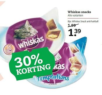 Aanbiedingen Whiskas snacks alle varianten - Whiskas - Geldig van 05/01/2015 tot 18/01/2015 bij Boerenbond