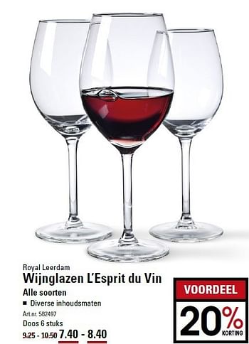 Aanbiedingen Royal leerdam wijnglazen l`esprit du vin alle soorten - Royal Leerdam - Geldig van 05/01/2015 tot 19/01/2015 bij Sligro