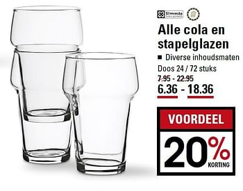 Aanbiedingen Alle cola en stapelglazen diverse inhoudsmaten - SlimResto - Geldig van 05/01/2015 tot 19/01/2015 bij Sligro