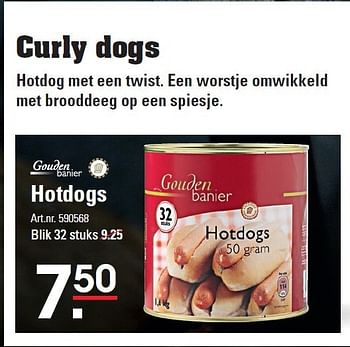 Aanbiedingen Curly dogs hotdog met een twist - Gouden Banier - Geldig van 05/01/2015 tot 19/01/2015 bij Sligro