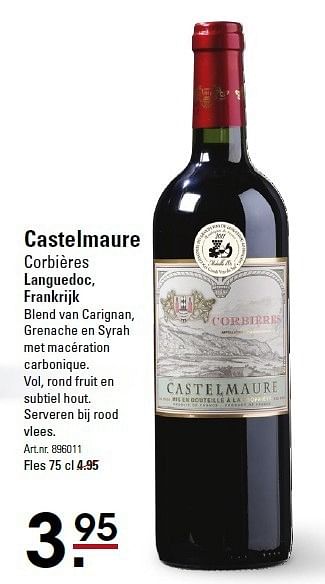 Aanbiedingen Castelmaure corbières languedoc, frankrijk - Rode wijnen - Geldig van 05/01/2015 tot 19/01/2015 bij Sligro