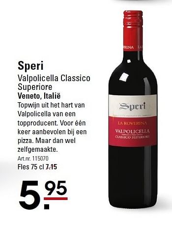 Aanbiedingen Speri valpolicella classico superiore veneto, italië - Rode wijnen - Geldig van 05/01/2015 tot 19/01/2015 bij Sligro