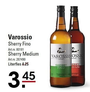Aanbiedingen Varossio sherry fino - Rosé wijnen - Geldig van 05/01/2015 tot 19/01/2015 bij Sligro