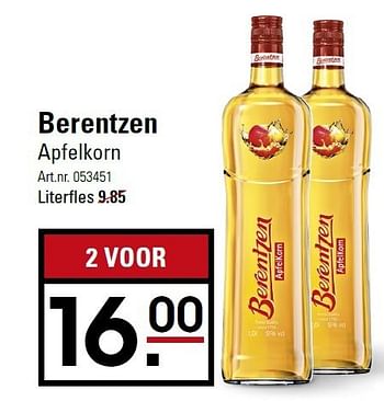 Aanbiedingen Berentzen apfelkorn - Berentzen - Geldig van 05/01/2015 tot 19/01/2015 bij Sligro