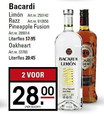 Aanbiedingen Bacardi limón razz pineapple fusion - Bacardi - Geldig van 05/01/2015 tot 19/01/2015 bij Sligro