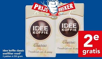 Aanbiedingen Idee koffie classic snelfilter rood - IDEE koffie - Geldig van 11/01/2015 tot 17/01/2015 bij Deen Supermarkten