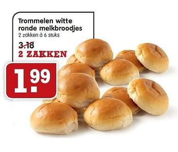 Aanbiedingen Trommelen witte ronde melkbroodjes - Trommelen - Geldig van 11/01/2015 tot 17/01/2015 bij Em-té