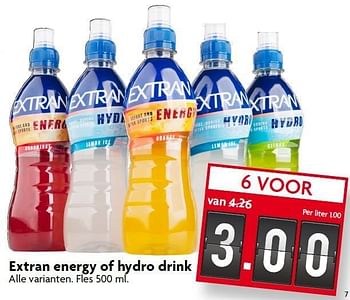 Aanbiedingen Extran energy of hydro drink - Extran energy - Geldig van 11/01/2015 tot 17/01/2015 bij Deka Markt