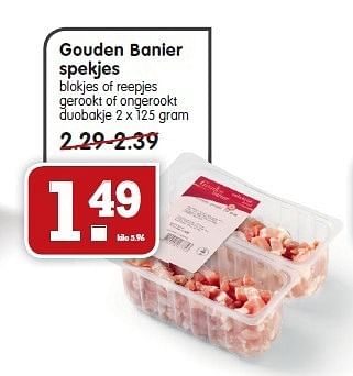 Aanbiedingen Gouden banier spekjes blokjes of reepjes gerookt of ongerookt - Huismerk - Em-té - Geldig van 11/01/2015 tot 17/01/2015 bij Em-té