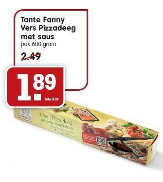 Aanbiedingen Tante fanny vers pizzadeeg met saus - Tante Fanny - Geldig van 11/01/2015 tot 17/01/2015 bij Em-té