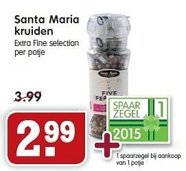 Aanbiedingen Santa maria kruiden extra fine selection - Santa Maria - Geldig van 11/01/2015 tot 17/01/2015 bij Em-té