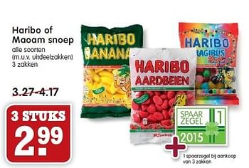 Aanbiedingen Haribo of maoam snoep alle soorten - Haribo - Geldig van 11/01/2015 tot 17/01/2015 bij Em-té