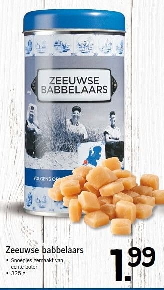 Aanbiedingen Zeeuwse babbelaars snoepjes gemaakt van echte boter - Huismerk - Lidl - Geldig van 12/01/2015 tot 17/01/2015 bij Lidl
