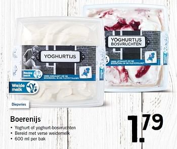 Aanbiedingen Boerenijs yoghurt of yoghurt-bosvruchten - Huismerk - Lidl - Geldig van 12/01/2015 tot 17/01/2015 bij Lidl
