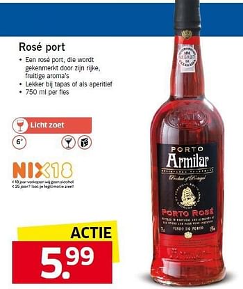 Aanbiedingen Rosé port een rosé port, die wordt gekenmerkt door zijn rijke - Armilar - Geldig van 12/01/2015 tot 17/01/2015 bij Lidl