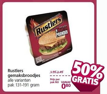 Aanbiedingen Rustlers gemaksbroodjes - Rustlers - Geldig van 12/01/2015 tot 18/01/2015 bij Jan Linders