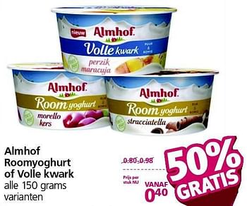 Aanbiedingen Almhof roomyoghurt of volle kwark - Almhof - Geldig van 12/01/2015 tot 18/01/2015 bij Jan Linders