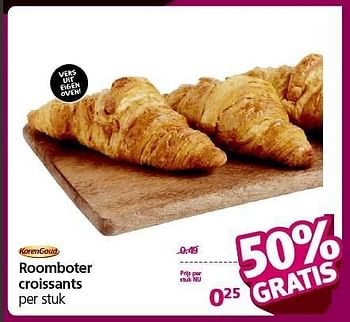 Aanbiedingen Roomboter croissants - Korengoud - Geldig van 12/01/2015 tot 18/01/2015 bij Jan Linders