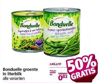 Aanbiedingen Bonduelle groente in literblik - Bonduelle - Geldig van 12/01/2015 tot 18/01/2015 bij Jan Linders