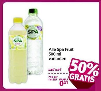 Aanbiedingen Alle spa fruit 500 ml varianten - Spa - Geldig van 12/01/2015 tot 18/01/2015 bij Jan Linders