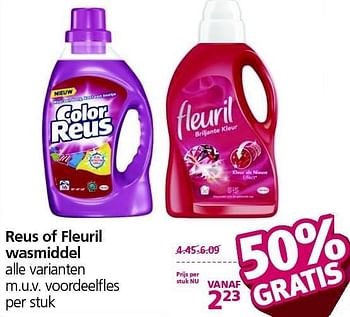 Aanbiedingen Reus of fleuril wasmiddel - Fleuril - Geldig van 12/01/2015 tot 18/01/2015 bij Jan Linders