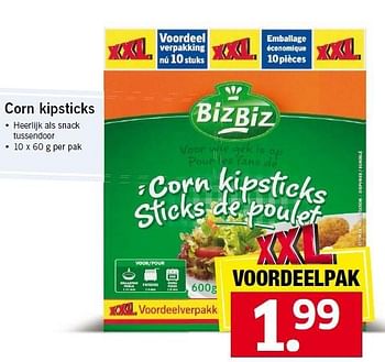 Aanbiedingen Corn kipsticks heerlijk als snack tussendoor - BizBiz - Geldig van 12/01/2015 tot 17/01/2015 bij Lidl