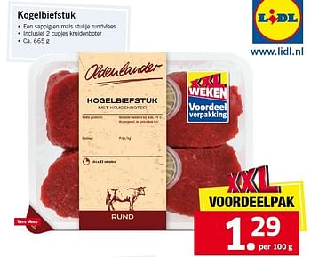 Aanbiedingen Kogelbiefstuk een sappig en mals stukje rundvlees - Oldenlander - Geldig van 12/01/2015 tot 17/01/2015 bij Lidl