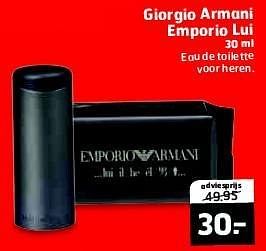 Aanbiedingen Giorgio armani emporio lui eau de toilette voor heren - Giorgio Armani - Geldig van 13/01/2015 tot 18/01/2015 bij Trekpleister