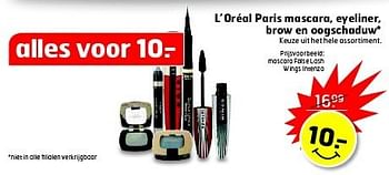 Aanbiedingen L`oréal paris mascara, eyeliner, brow en oogschaduw - L'Oreal Paris - Geldig van 13/01/2015 tot 18/01/2015 bij Trekpleister